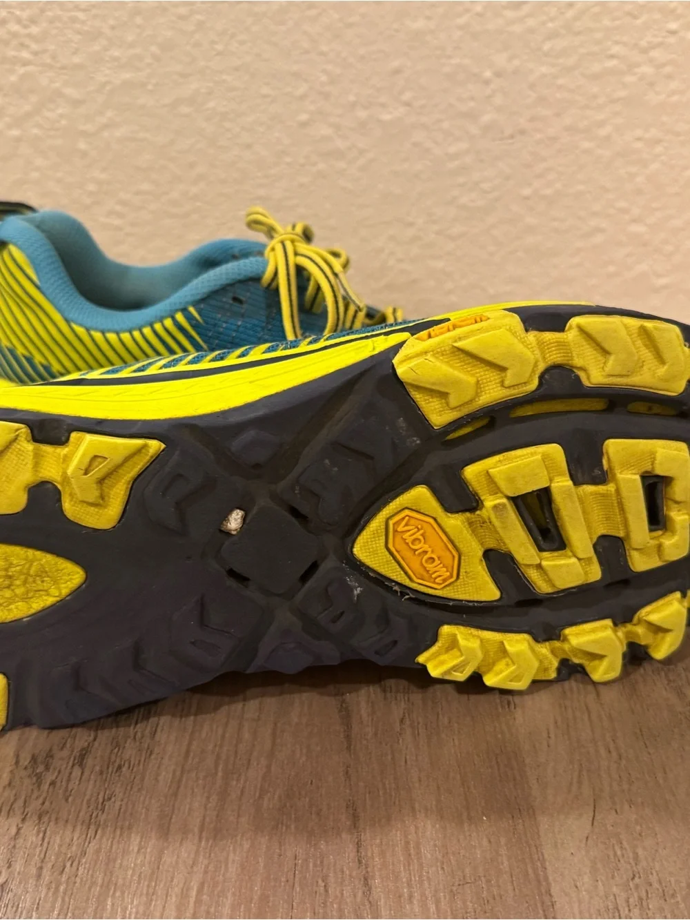 Hoka One One Blue And Yellow Evo Mafate 2 Trail Sneakers Size 7.5